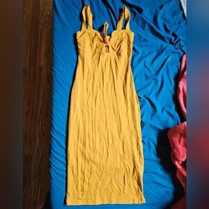 Forever 21 Yellow Dress with Knot Front Size Small Fits Like XS